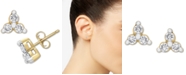 Wrapped Diamond Three-Stone Stud Earrings (1/10 ct. t.w.) in 14k Gold, Created for Macy's